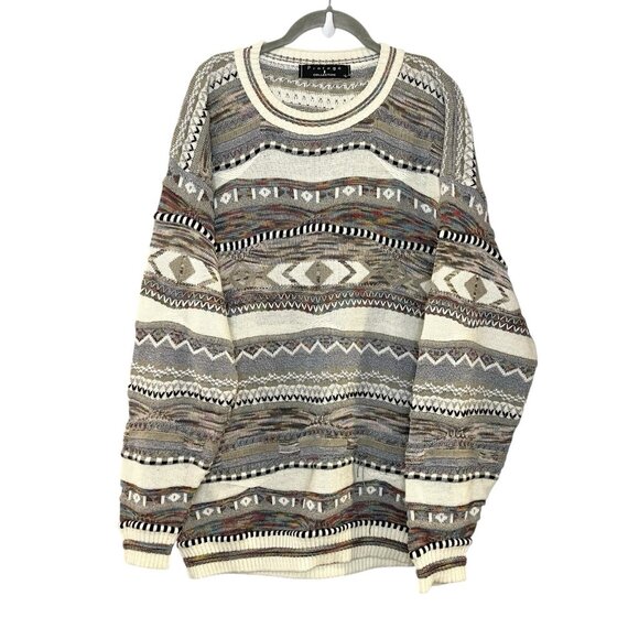 Vintage Protege Collection Sweater L Coogi Style 3D Cosby Knit 90s Rainbow Knit - Picture 1 of 8